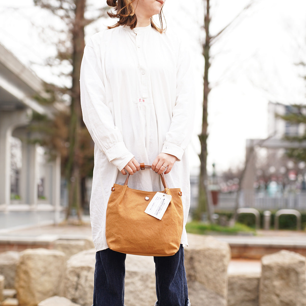 18oz Army Duck Bio Washed Tote Shoulder Bag LGRN6000