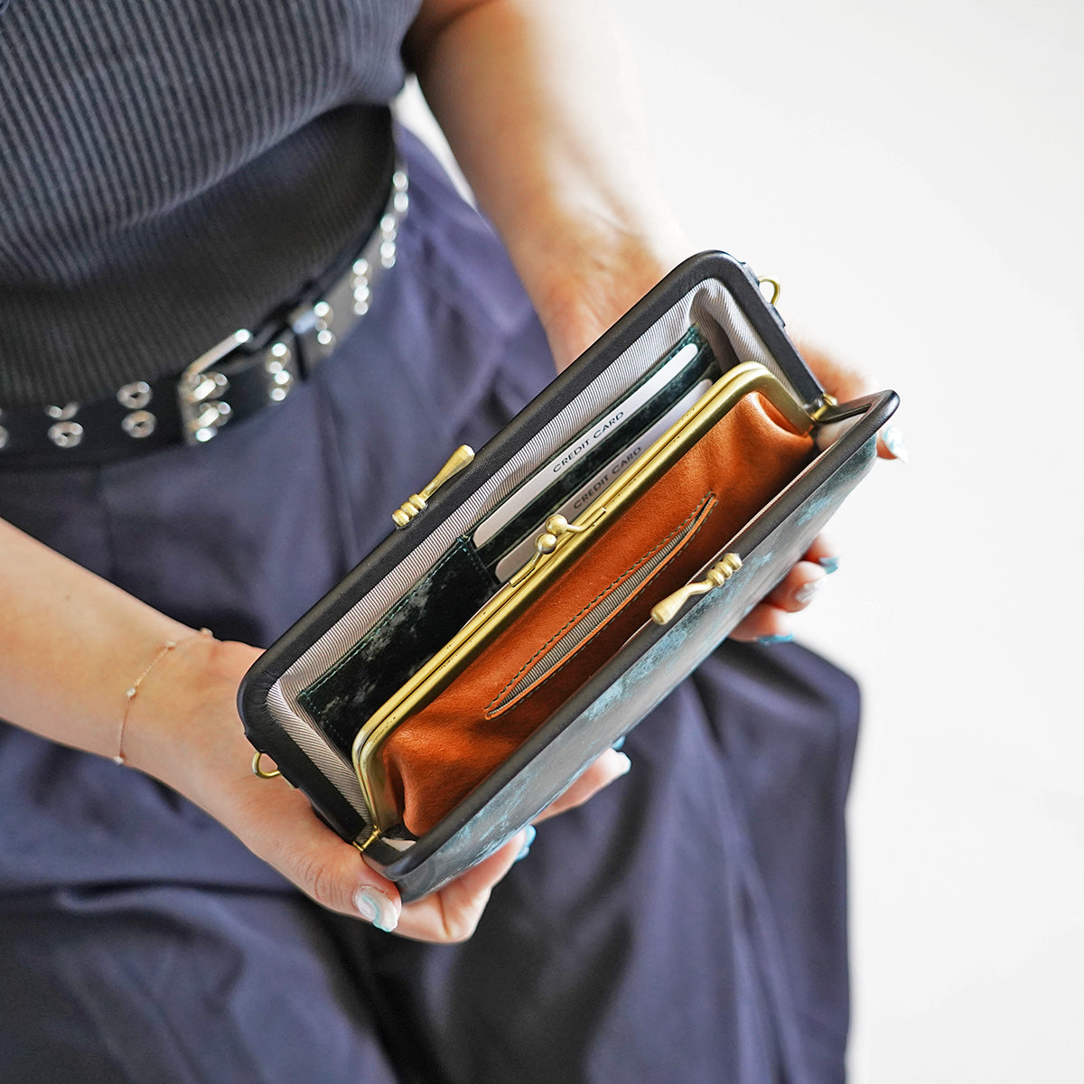 Art.BISANZIO Puttini Attillio Italy -Bizanzio- Clasp Long Wallet SZKM65