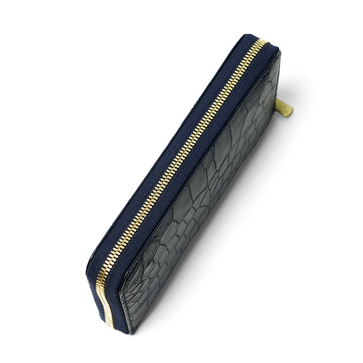 Indigo-Dyed x Crocodile Round Zipper Long Wallet ZWL8000