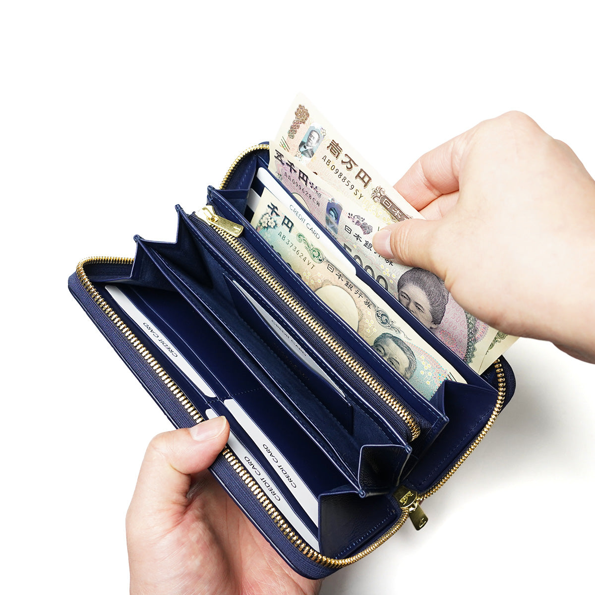 Indigo-Dyed x Crocodile Round Zipper Long Wallet ZWL8000