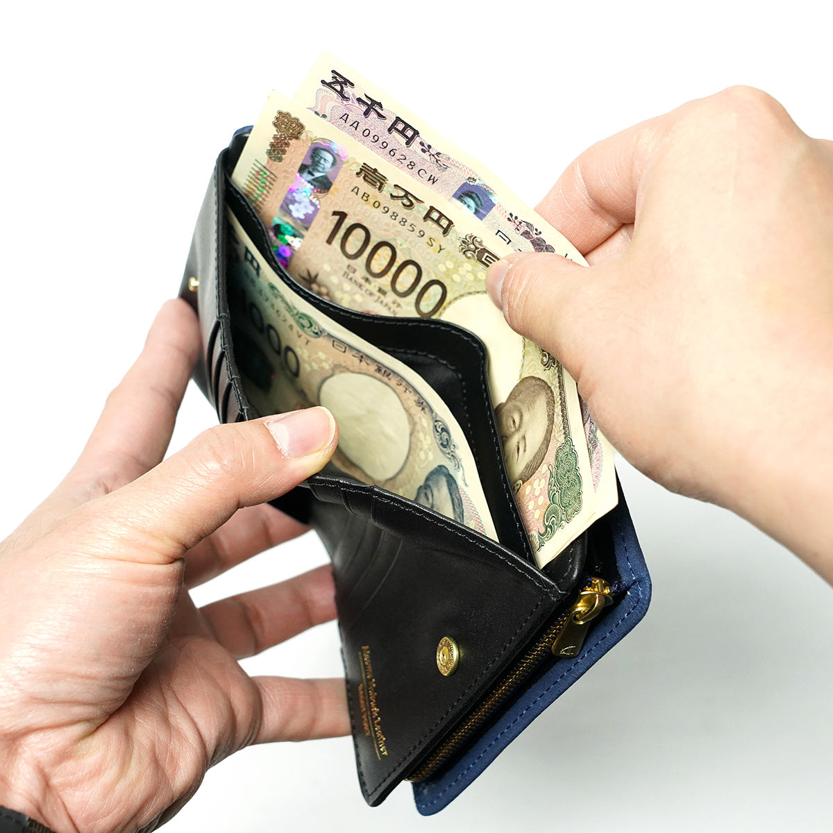 藍染め ヌバック コンパクトハーフ財布 ZYS492