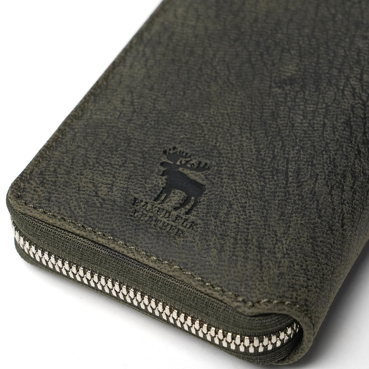 WAXED ELK Leather L字ファスナー ハーフ財布 FZKM852
