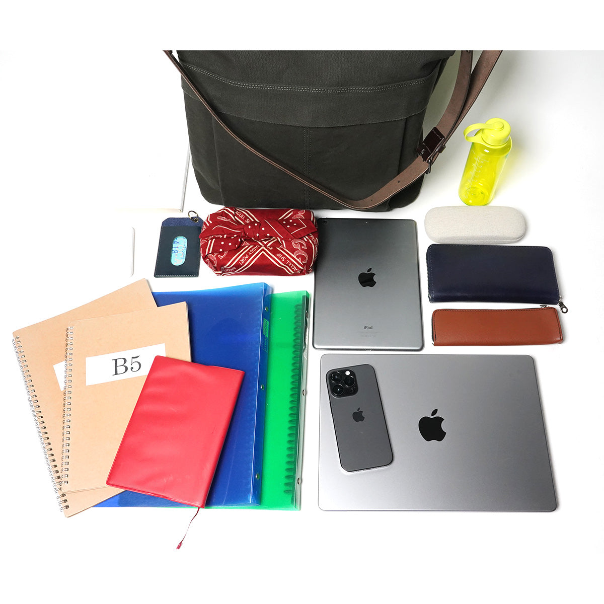 No. 6 Canvas x Thick Tanned Leather Handled Editor's Bag KBS428