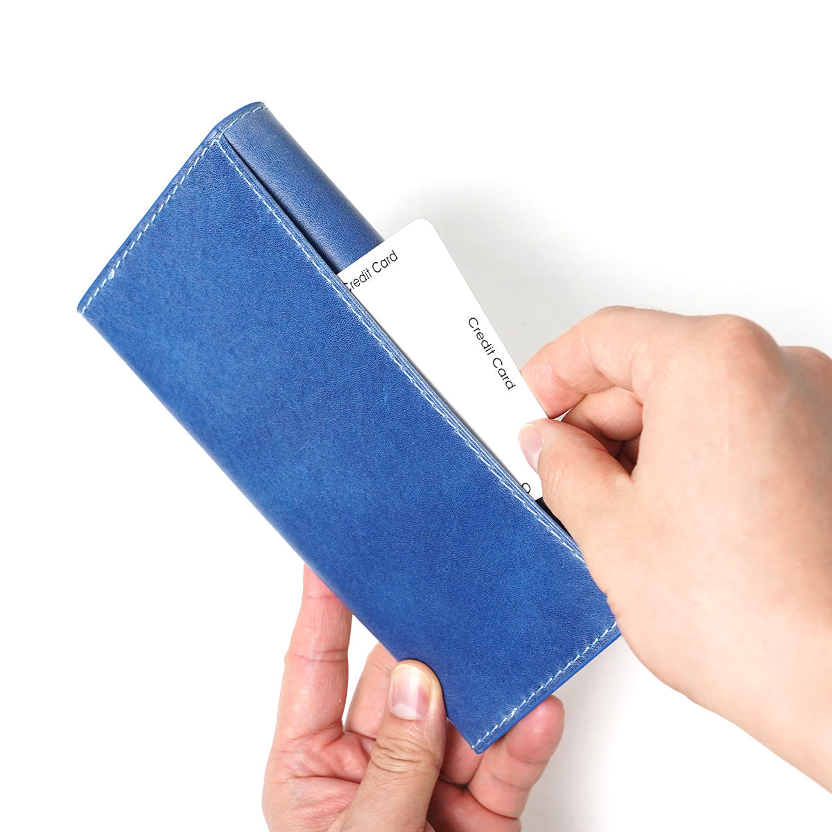 Indigo-dyed leather long wallet ZYS090