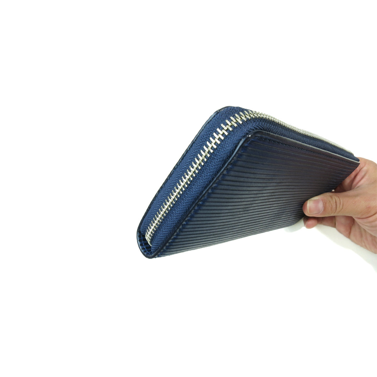 Indigo dyed x straight round zipper long wallet ZYS297