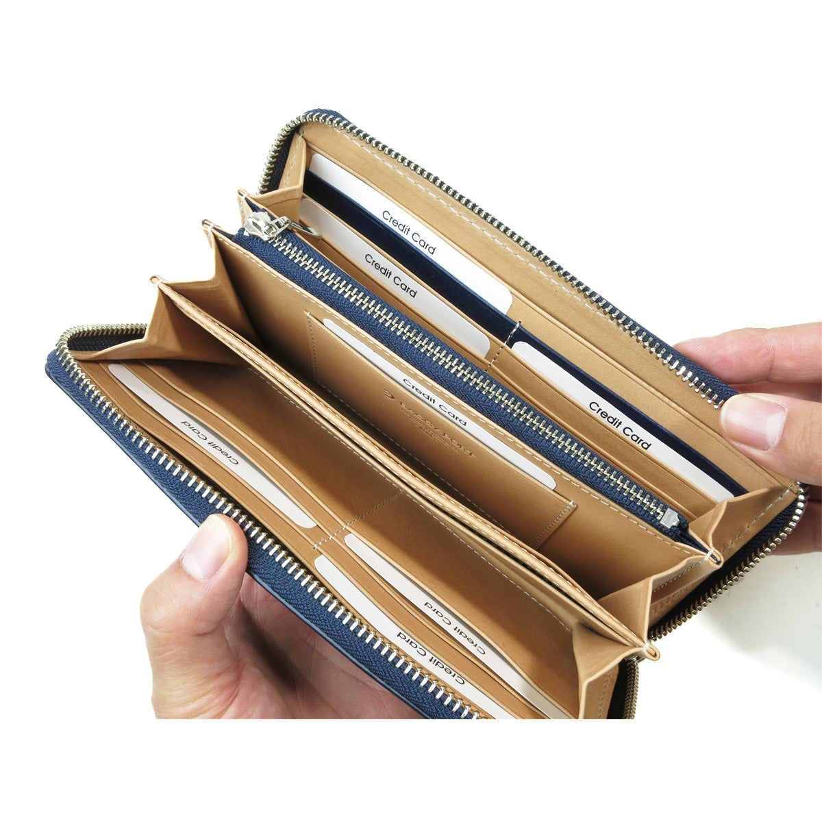 Indigo dyed x straight round zipper long wallet ZYS297